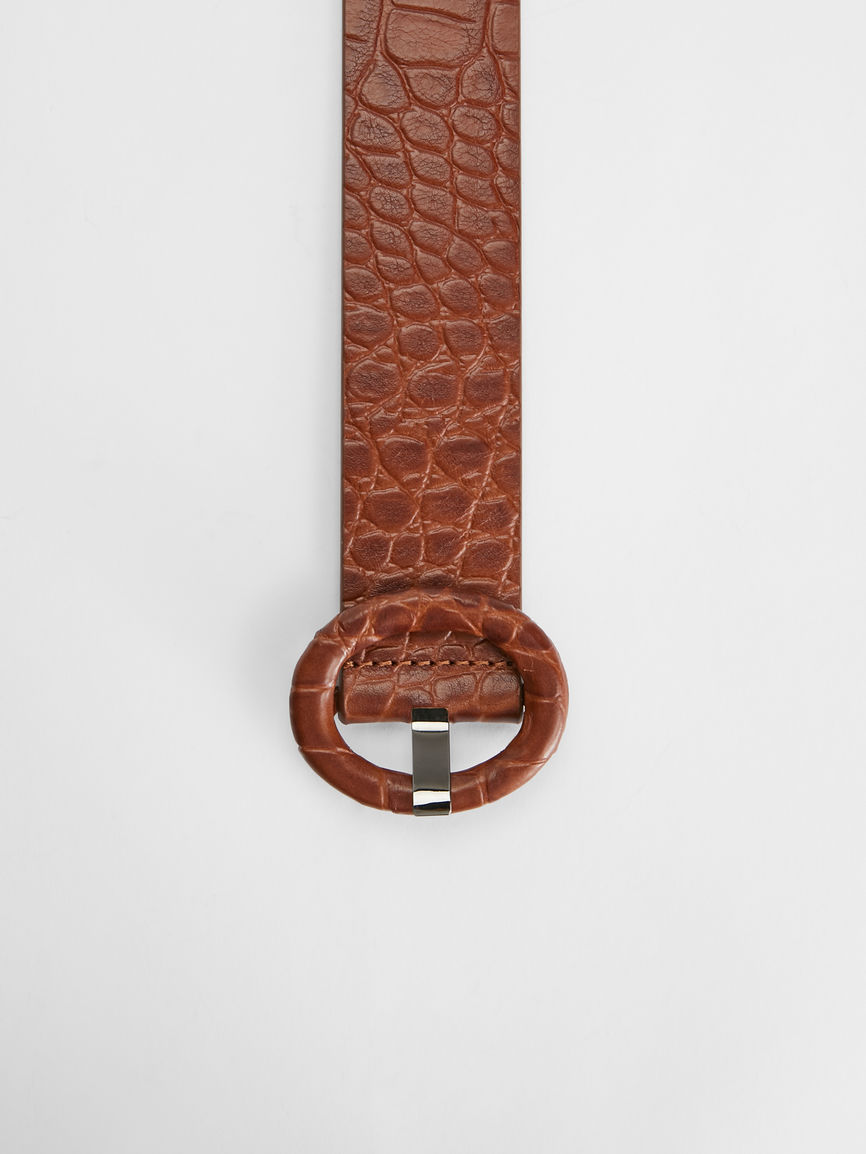 Womens Max Mara Belts | Crocodile Print Leather Belt Tobacco