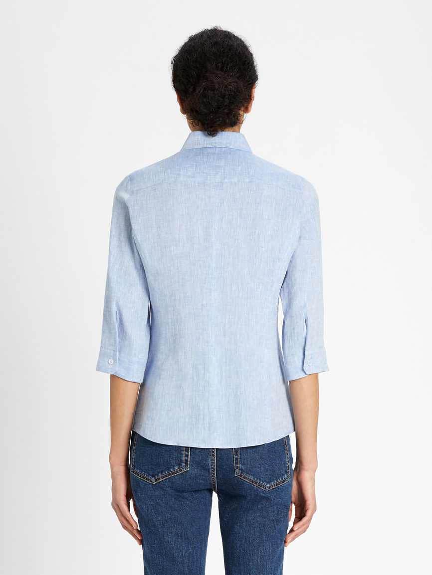Womens Max Mara Blouses | Linen Fabric Shirt Light Blue