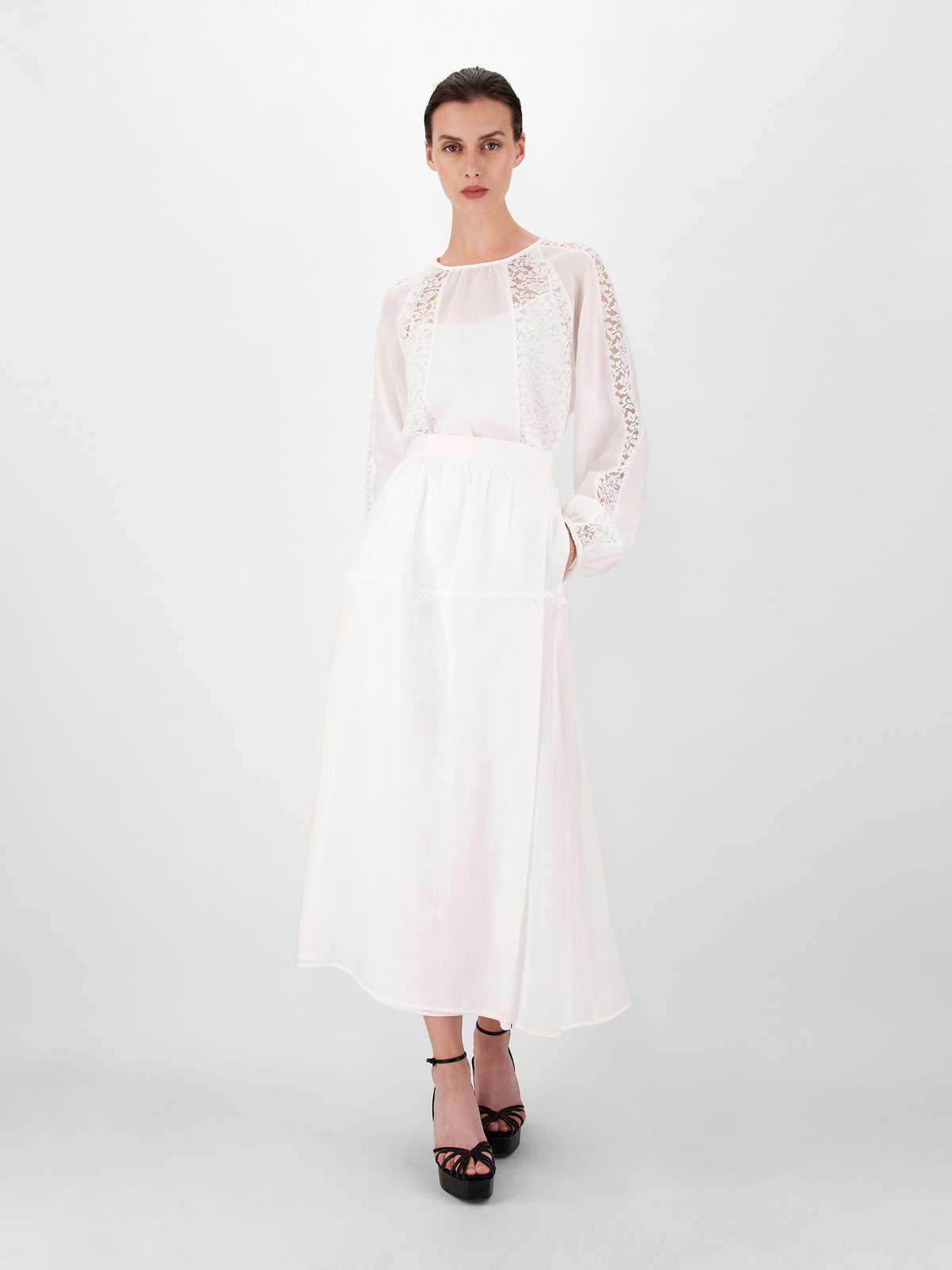 Womens Max Mara Blouses | Ramie And Lace Blouse Optical White