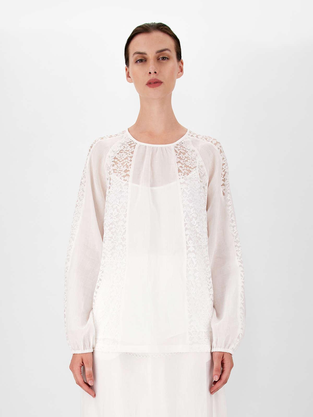 Womens Max Mara Blouses | Ramie And Lace Blouse Optical White