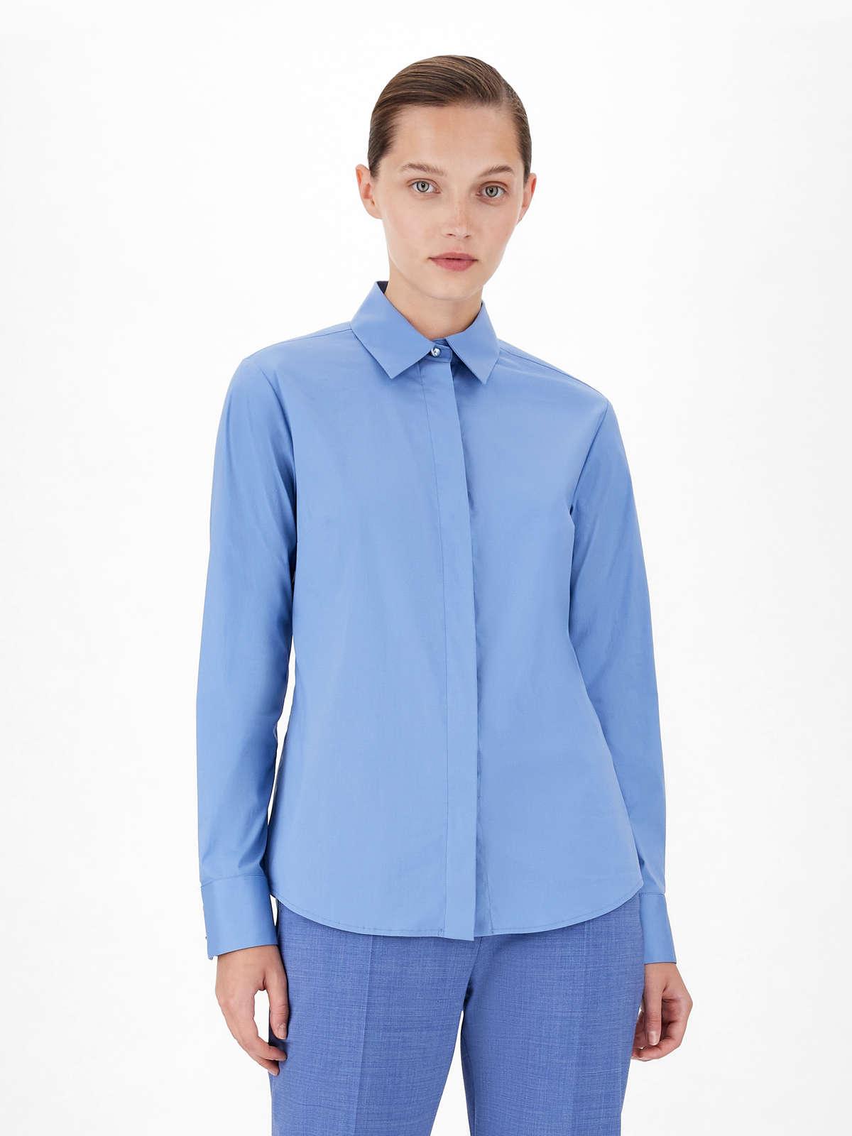 Womens Max Mara Blouses | Stretch Cotton Poplin Shirt Light Blue