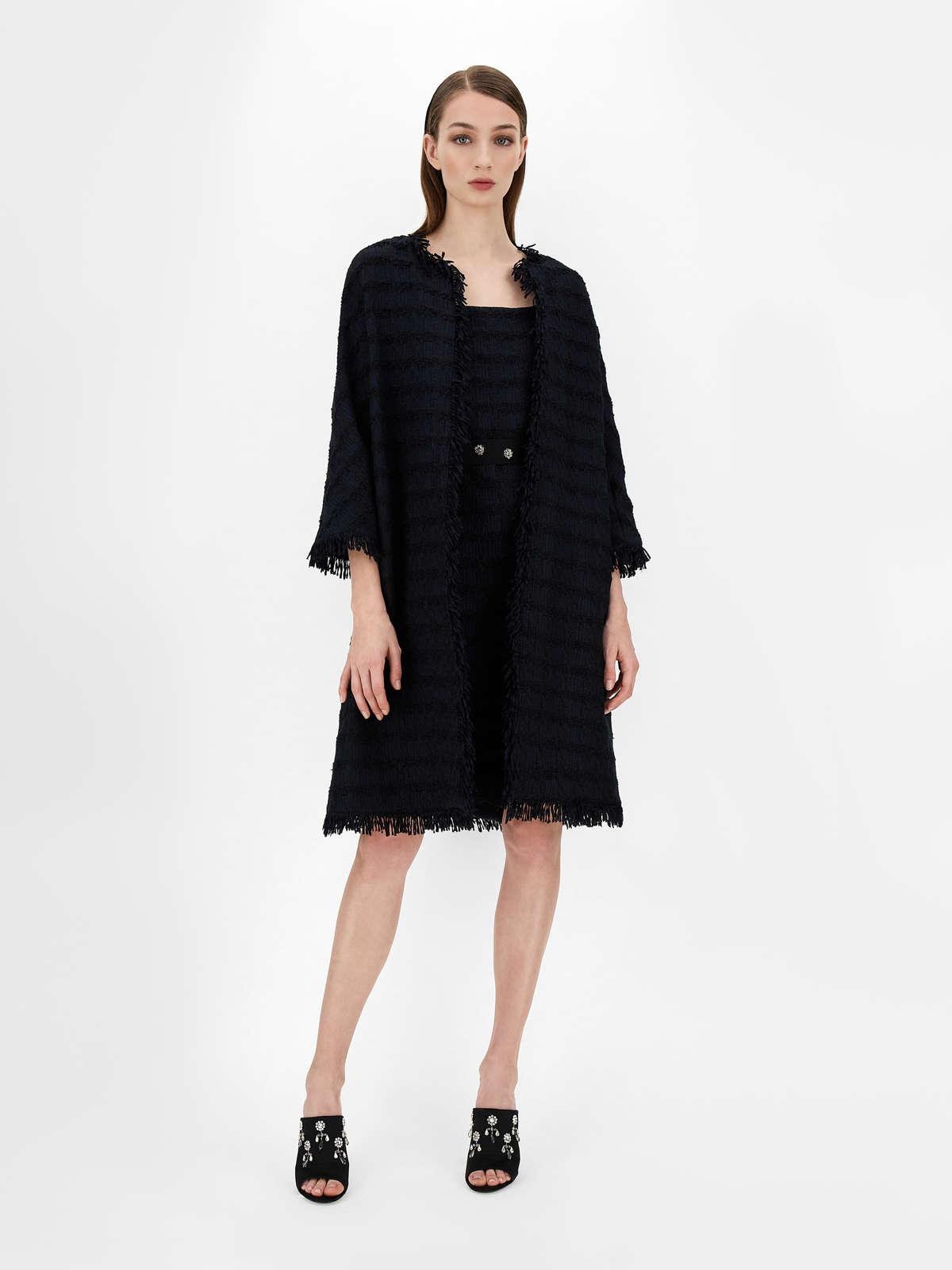 Womens Max Mara Coats | Cotton And Wool Basketweave Duster Coat Midnightblue