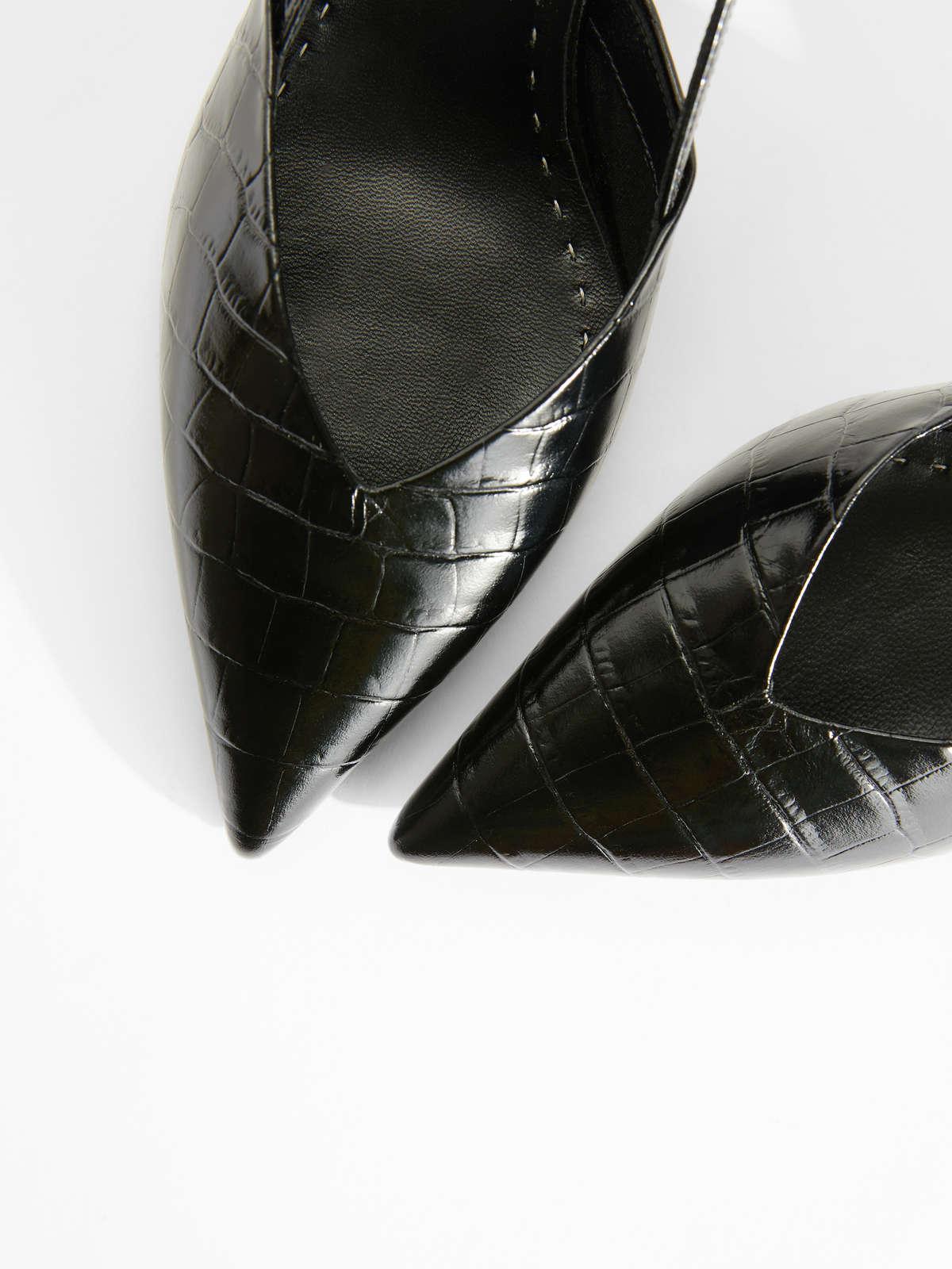 Womens Max Mara Décolleté | Crocodile-Print Leather Slingbacks Black