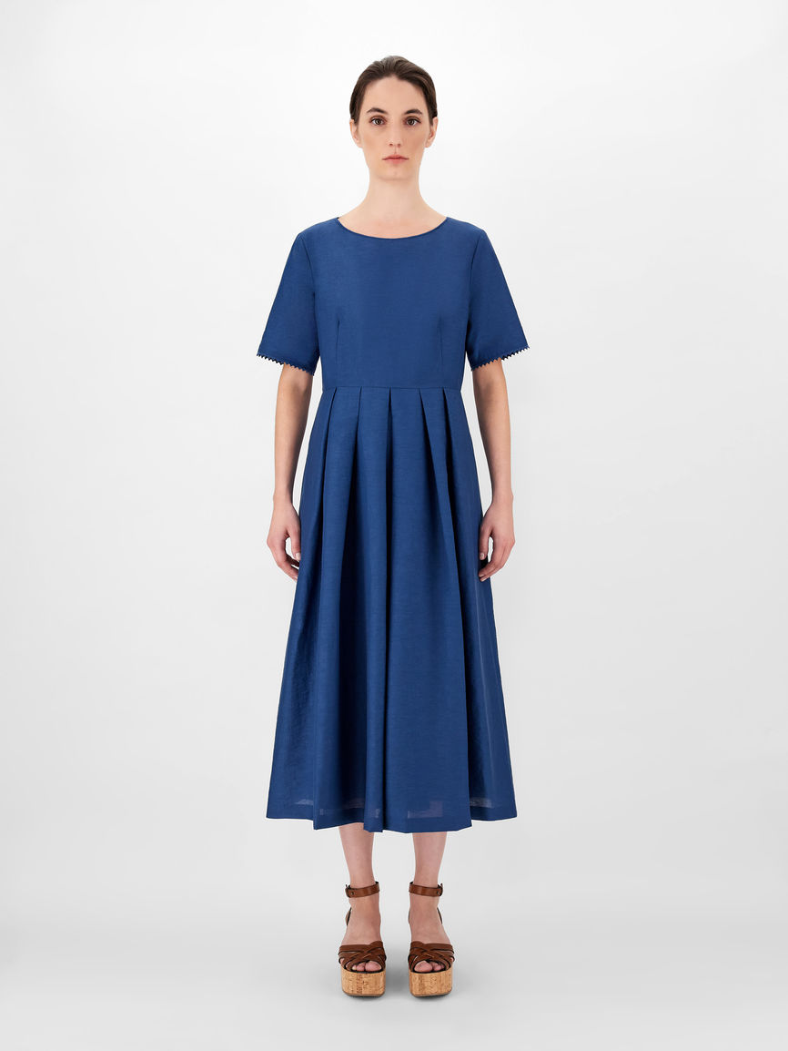 Womens Max Mara Dresses | Linen And Cotton Fabric Dress China Blue