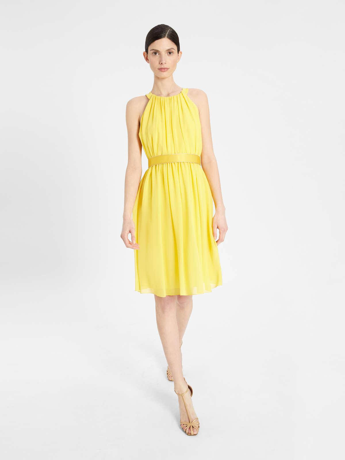 Womens Max Mara Dresses | Silk Georgette Dress Bright Yellow