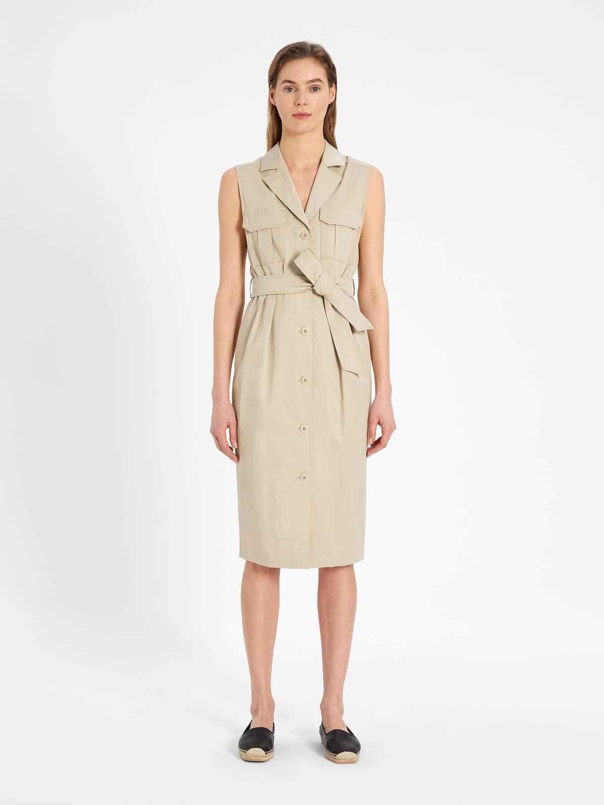 Womens Max Mara Dresses | Stretch Cotton Twill Dress Sand