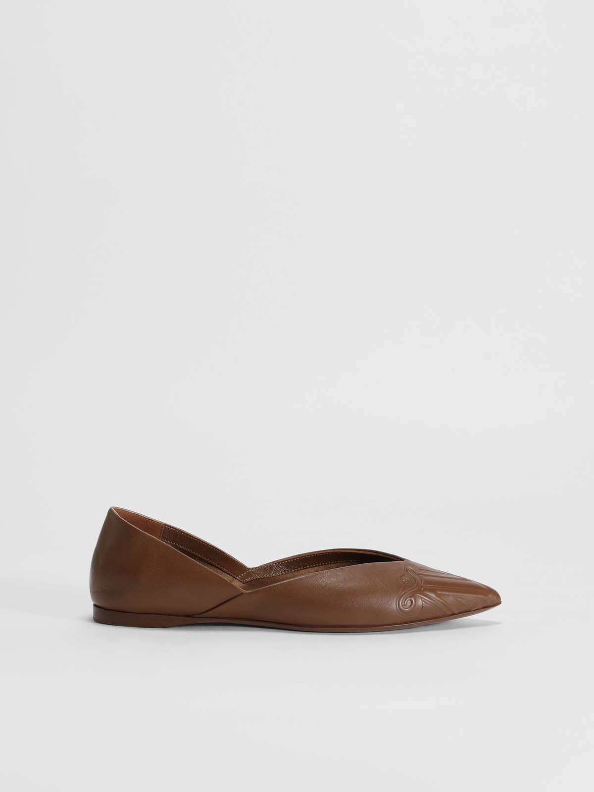 Womens Max Mara Flat Shoes | Nappa Leather Ballerinas Tobacco