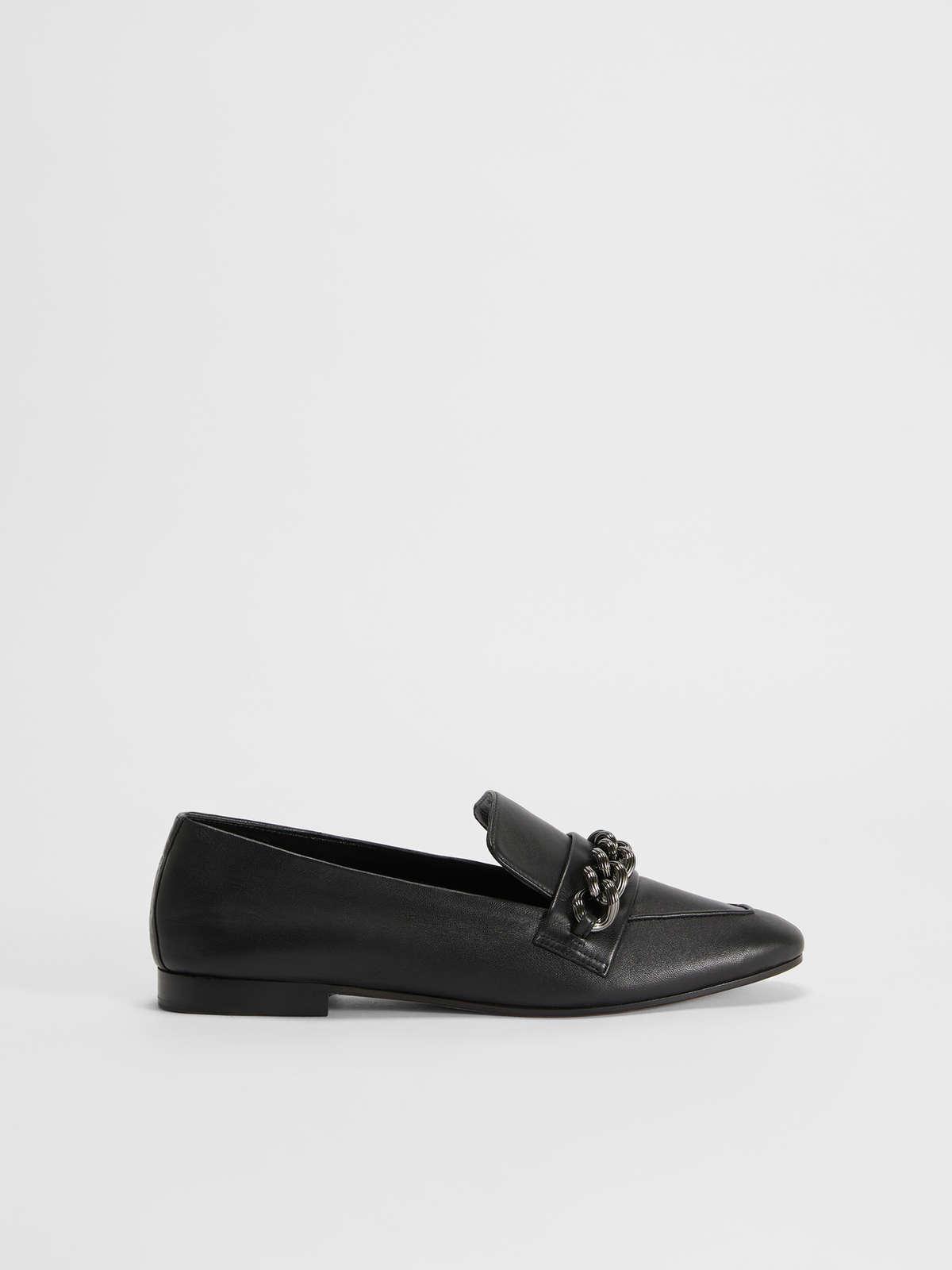 Womens Max Mara Flat Shoes | Nappa Leather Loafers Black