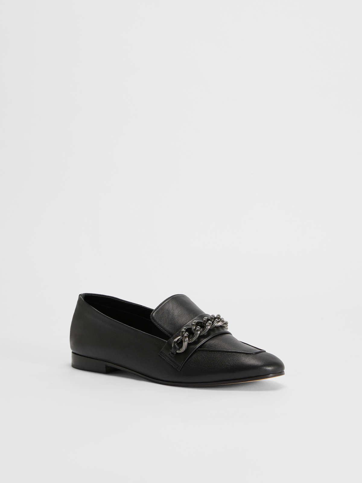 Womens Max Mara Flat Shoes | Nappa Leather Loafers Black