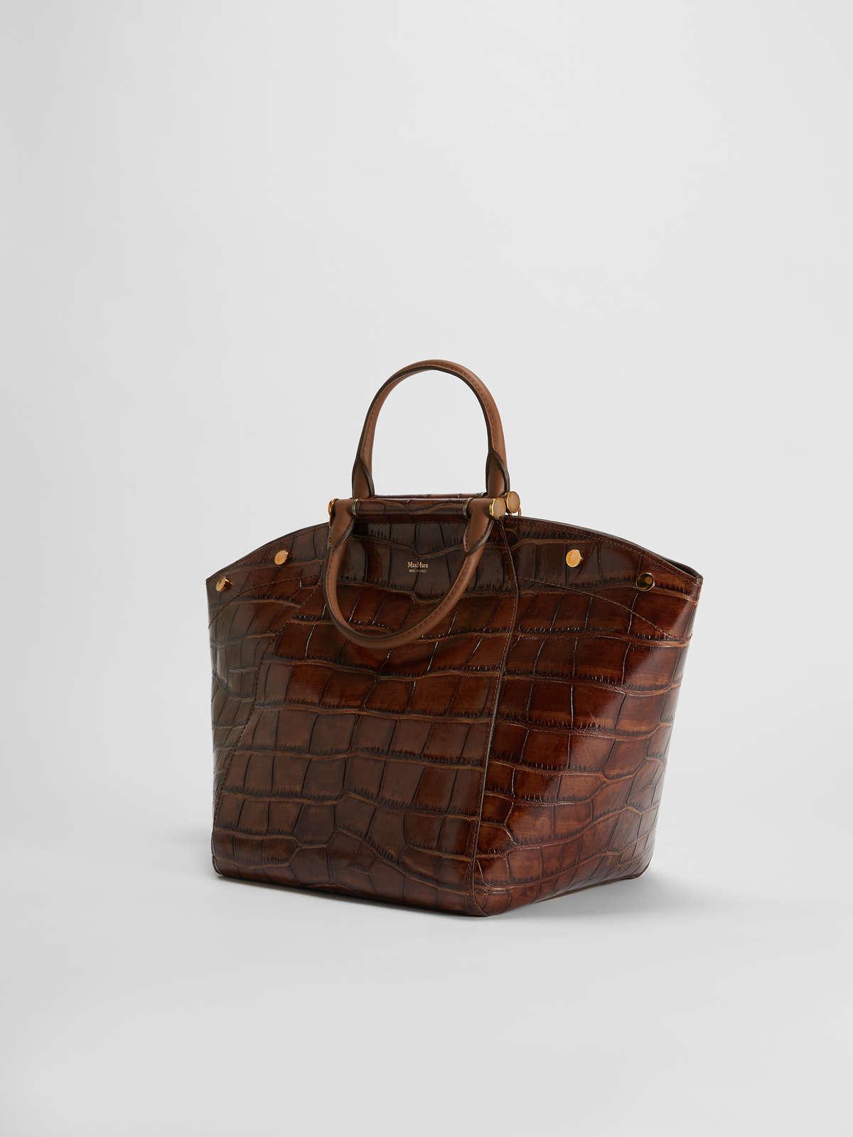 Womens Max Mara Handbags | Crocodile-Print Leather Bag Tobacco