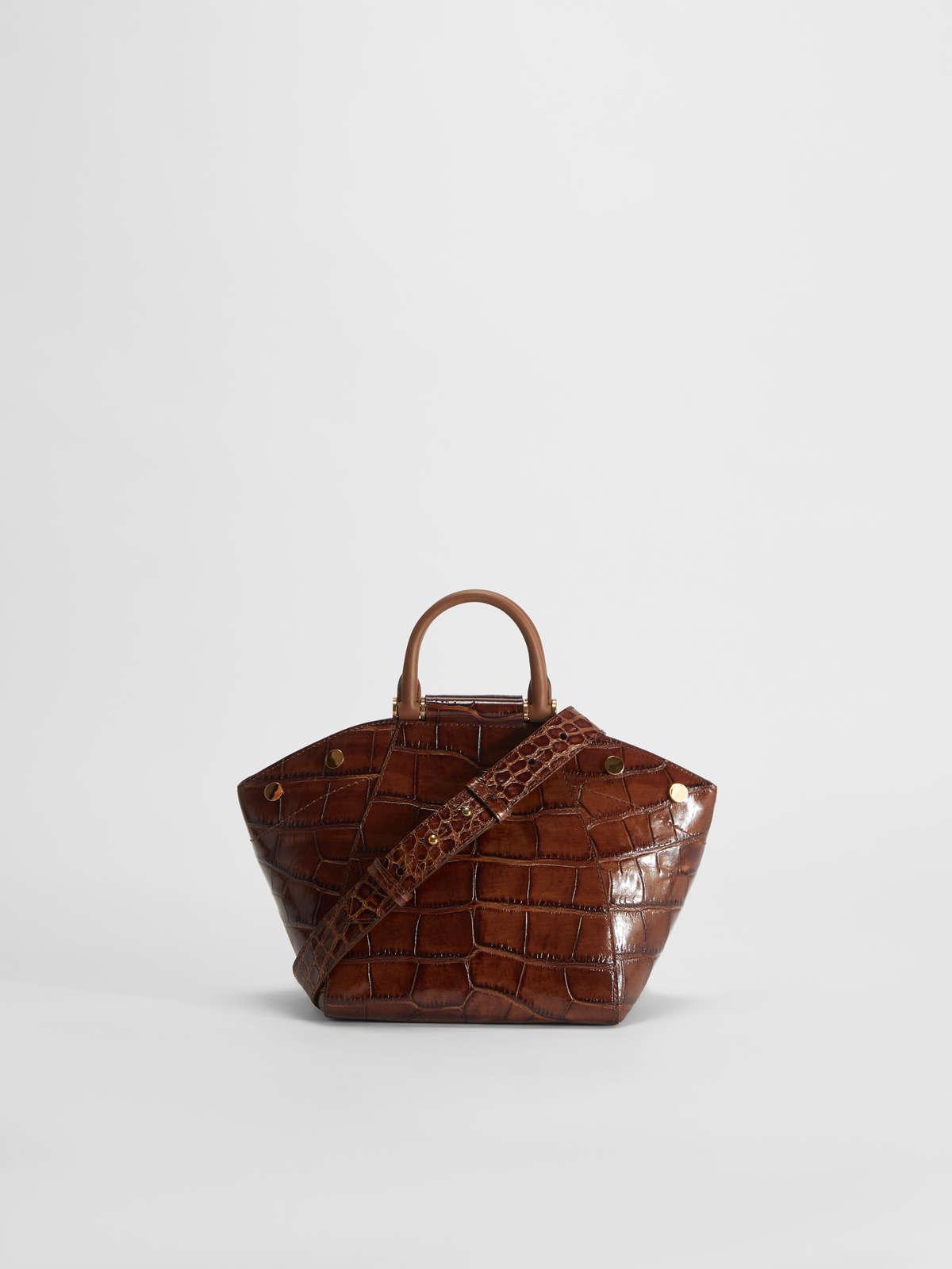 Womens Max Mara Handbags | Crocodile-Print Leather Bag Tobacco