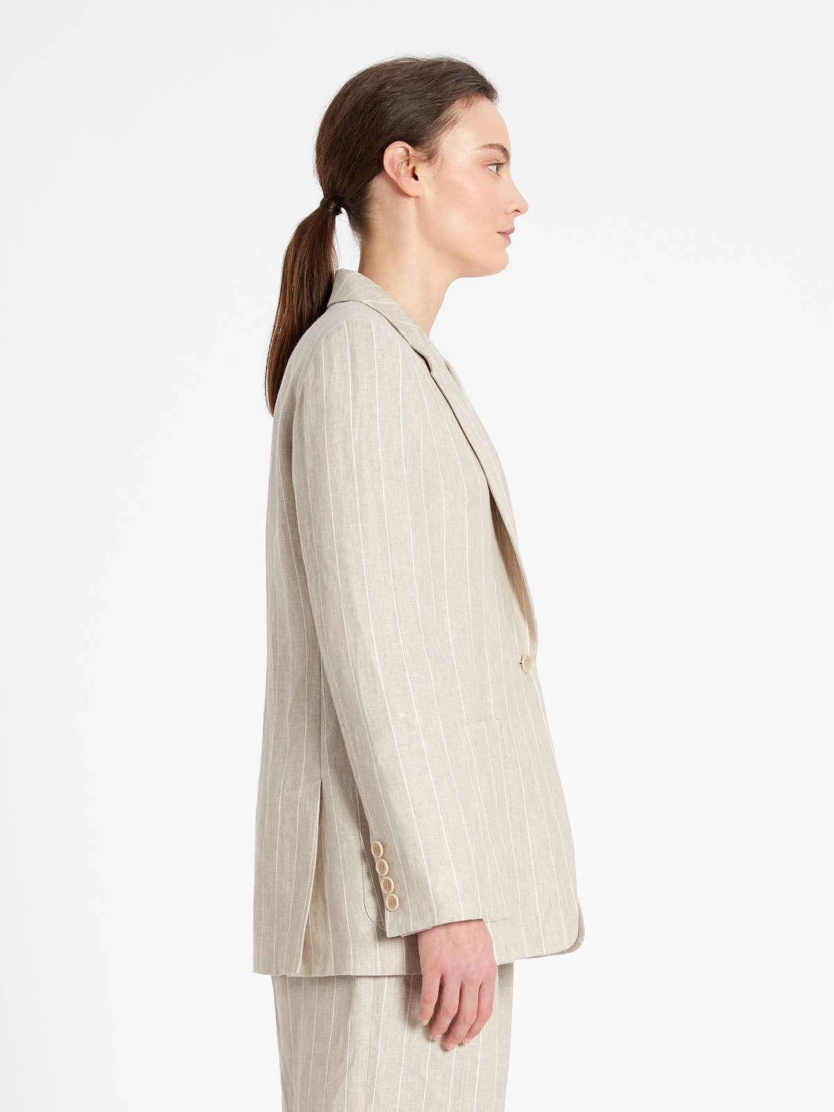 Womens Max Mara Jackets And Blazers | Pinstripe Linen Twill Blazer Sand