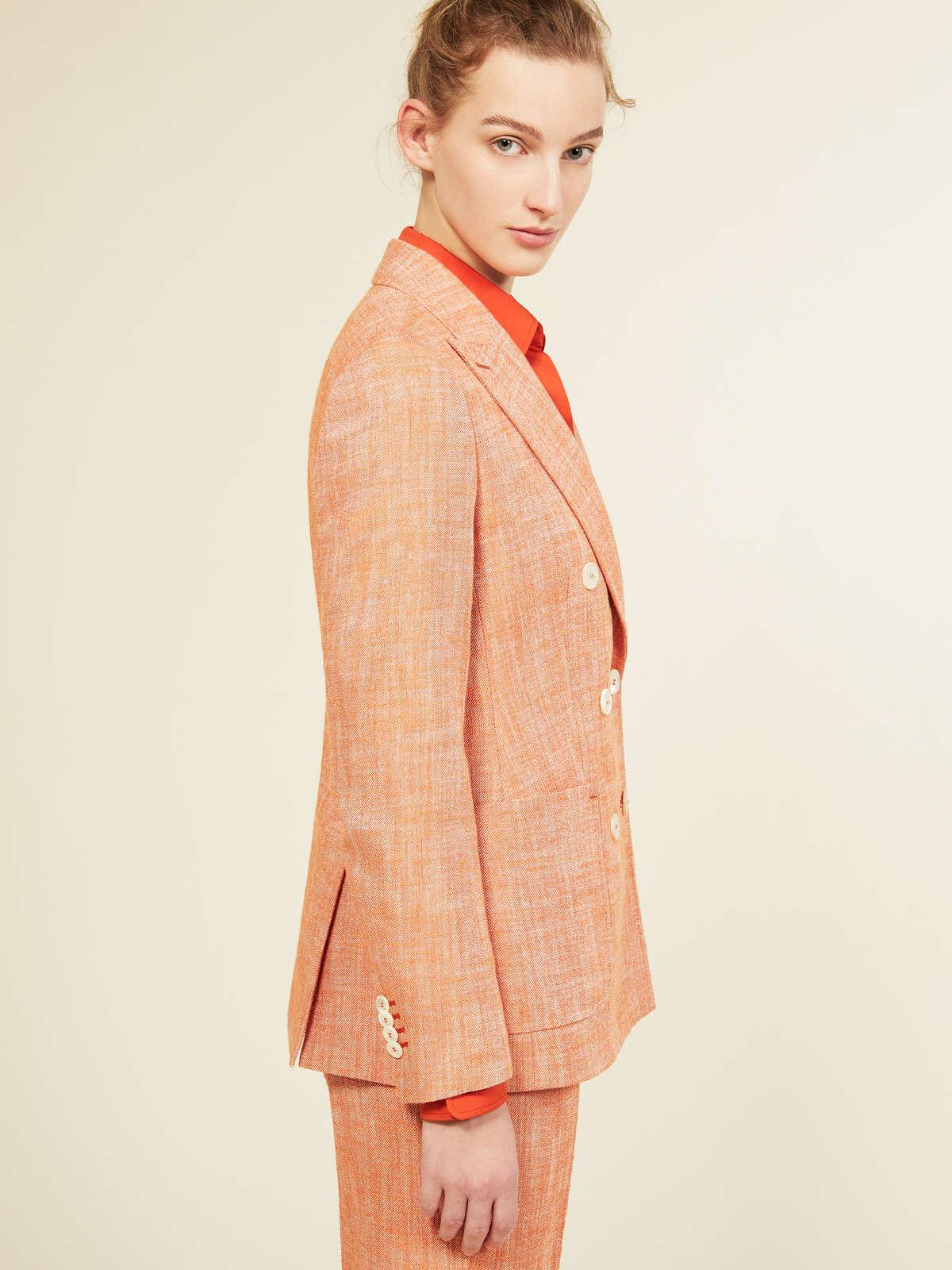 Womens Max Mara Jackets And Blazers | Silk And Linen Basketweave Blazer Orange
