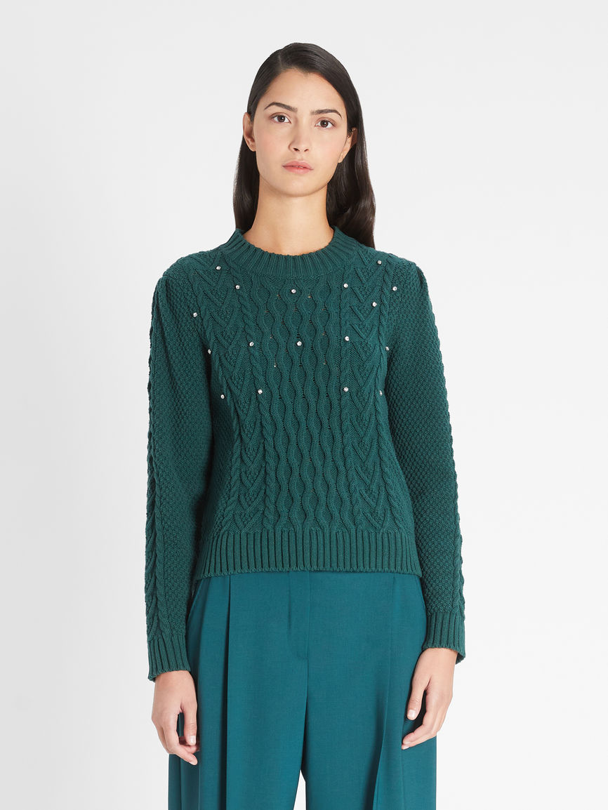 Womens Max Mara Knitwear | Cotton Cordonnet Sweater Dark Green