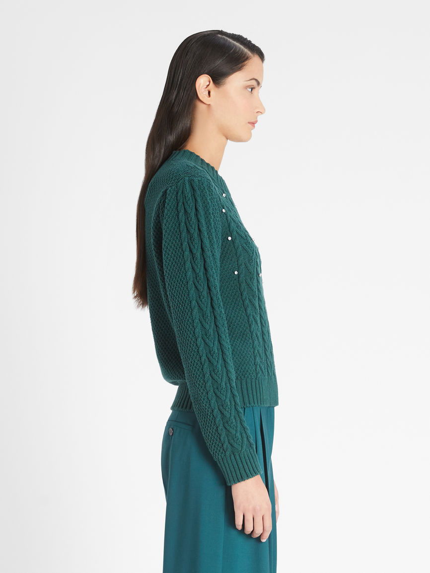 Womens Max Mara Knitwear | Cotton Cordonnet Sweater Dark Green