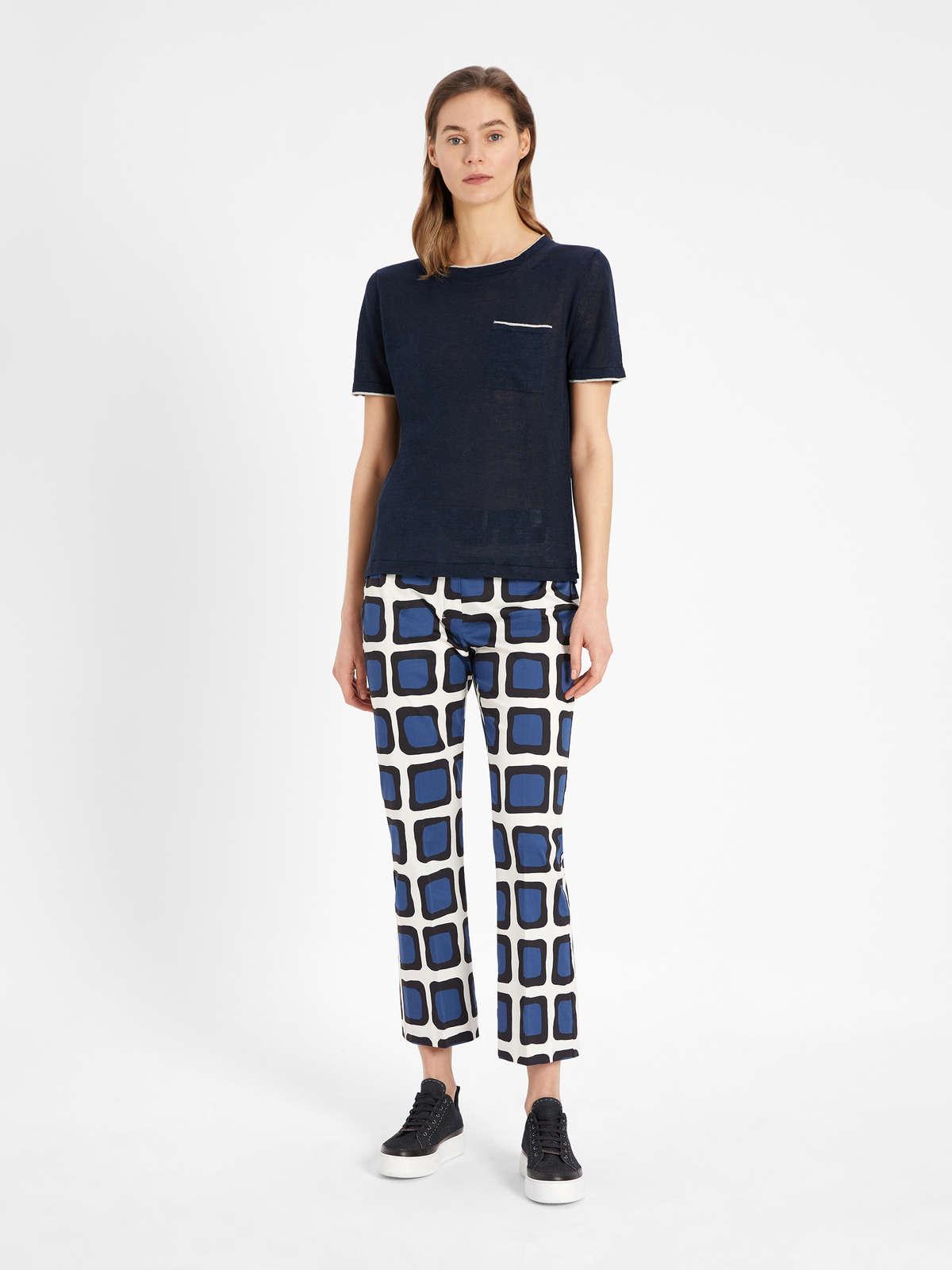 Womens Max Mara Knitwear | Linen Knit T-Shirt Navy
