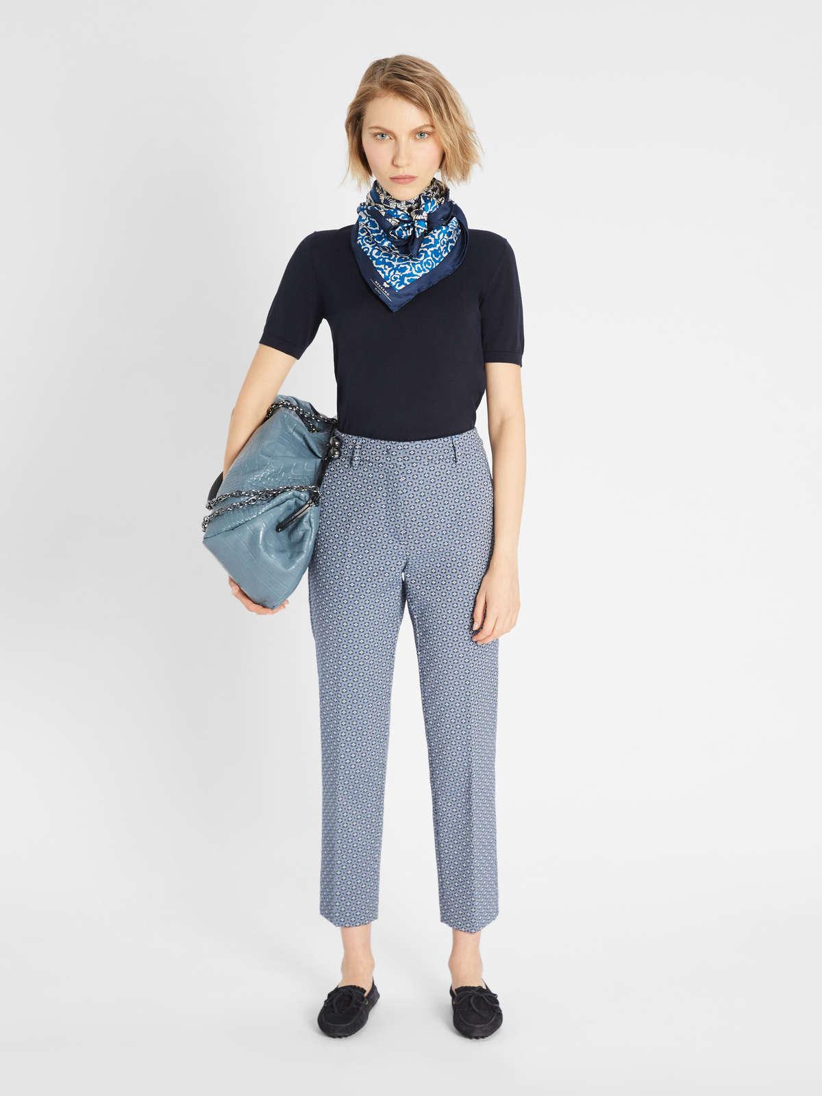 Womens Max Mara Knitwear | Silk And Cotton Yarn Sweater Navy