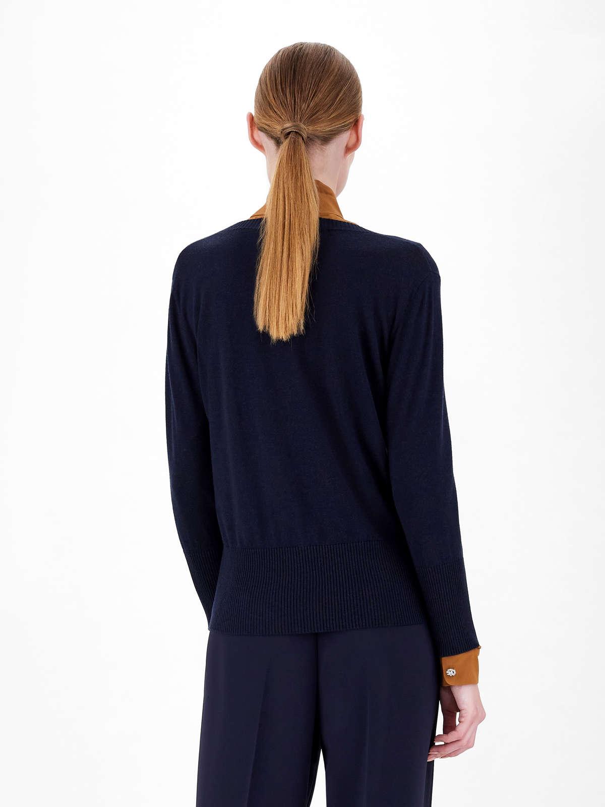 Womens Max Mara Knitwear | Wool And Silk Yarn Cardigan Navy