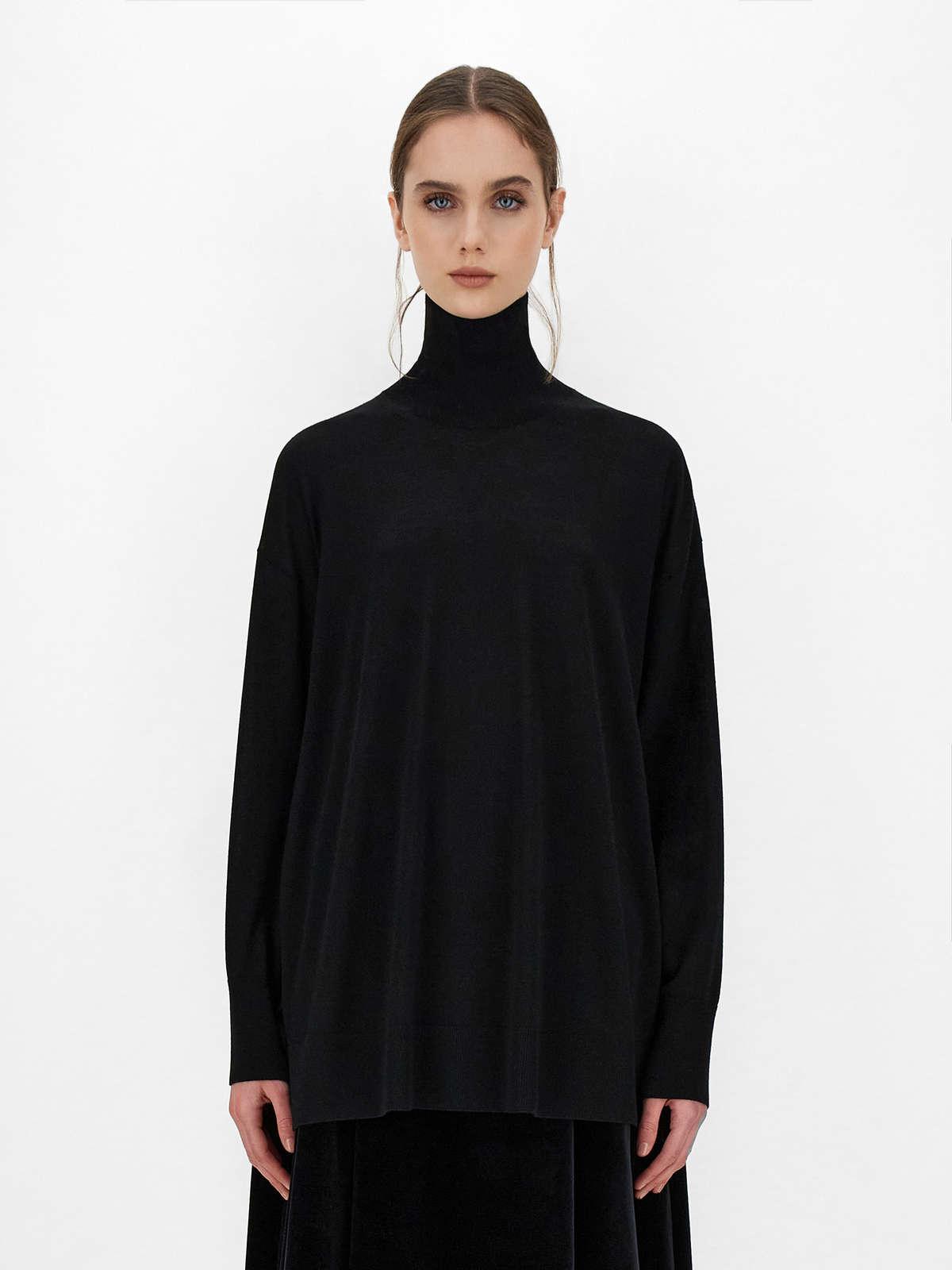 Womens Max Mara Knitwear | Wool Yarn Polo-Neck Sweater Black