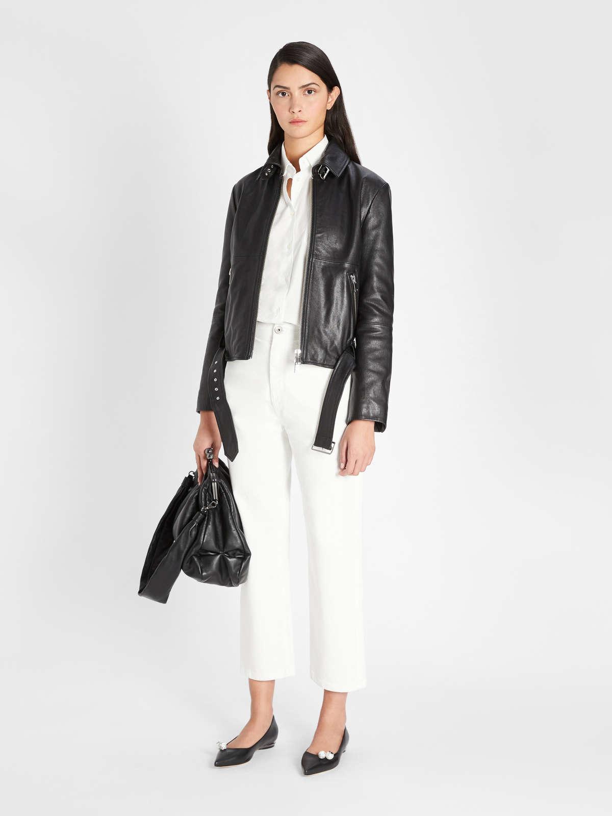 Womens Max Mara Leather And Fur Coats | Nappa Leather Jacket Black