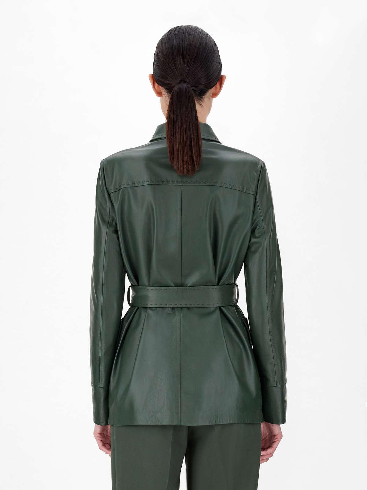 Womens Max Mara Leather And Fur Coats | Nappa Leather Jacket Dark Green