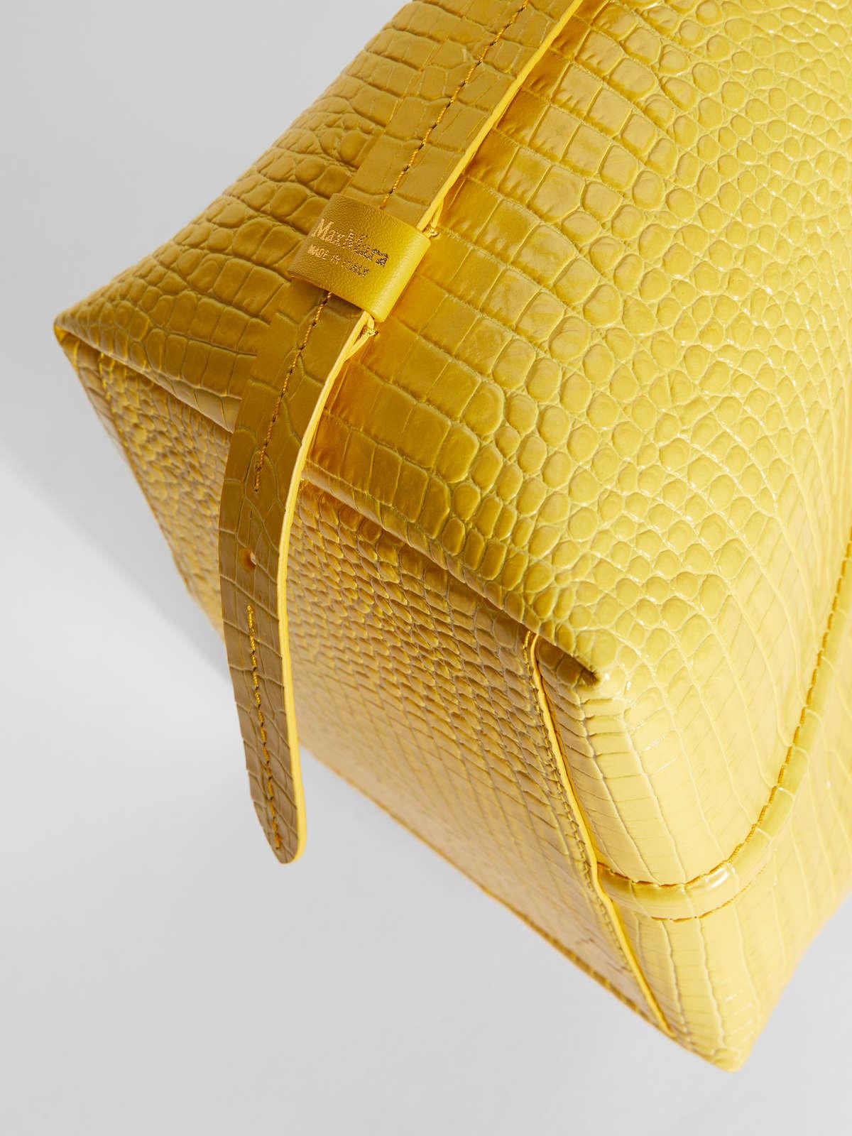 Womens Max Mara Shoulder Bags | Crocodile-Print Leather Bucket Bag Bright Yellow