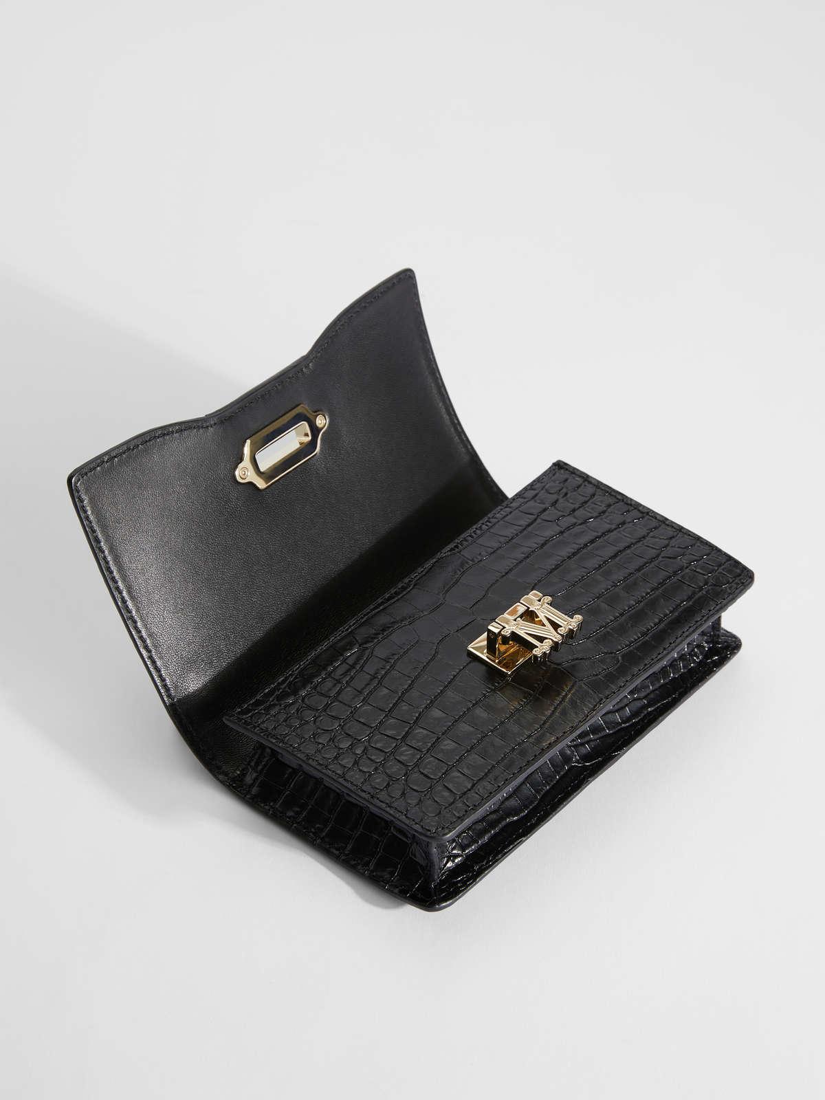 Womens Max Mara Shoulder Bags | Mini Cross-Body Bag In Crocodile-Print Leather Black