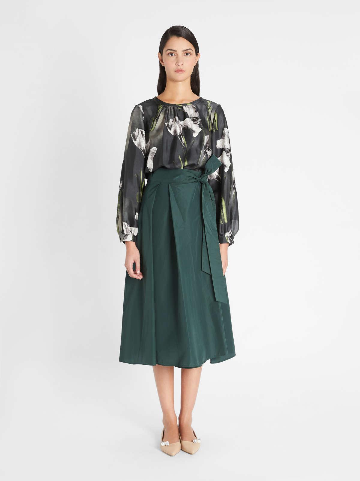 Womens Max Mara Skirts | Cotton Taffeta Skirt Dark Green