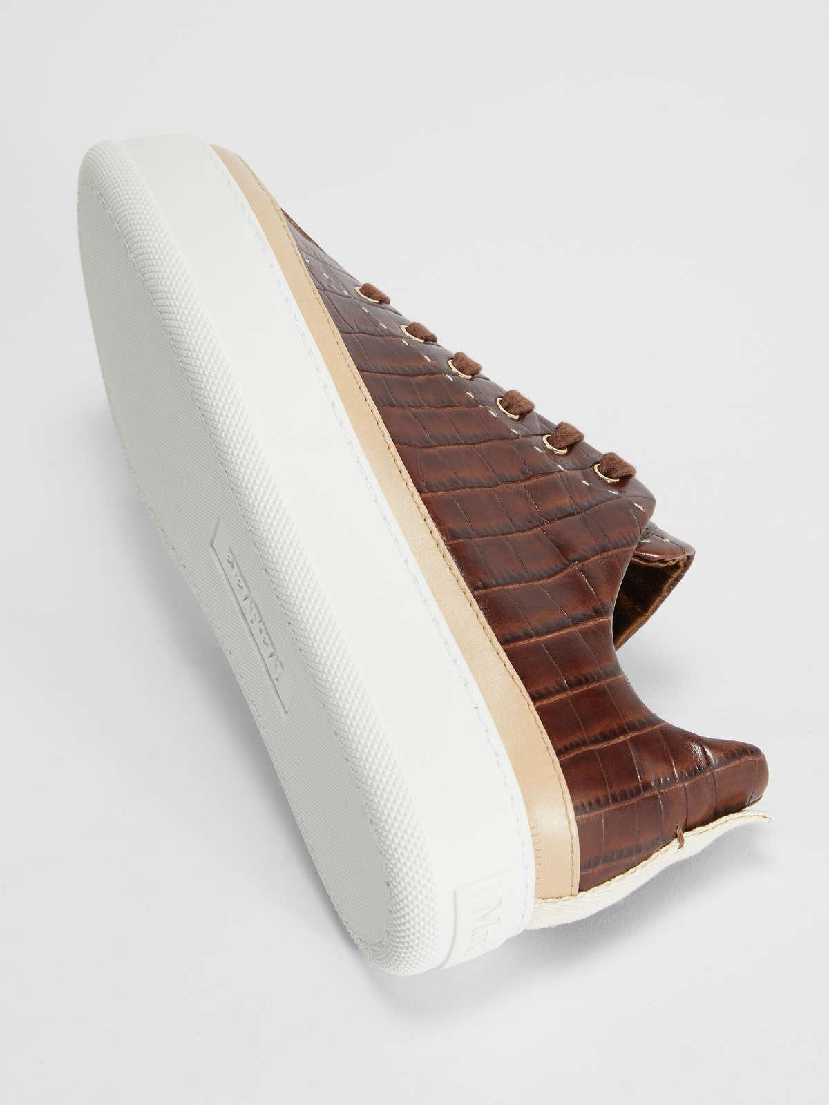 Womens Max Mara Sneakers | Crocodile-Print Leather Sneakers Tobacco