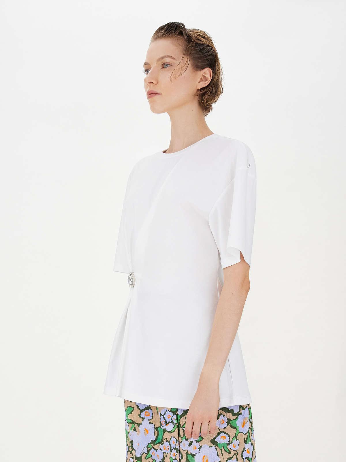 Womens Max Mara Tops And T-Shirts | Bejewelled-Button T-Shirt Optical White