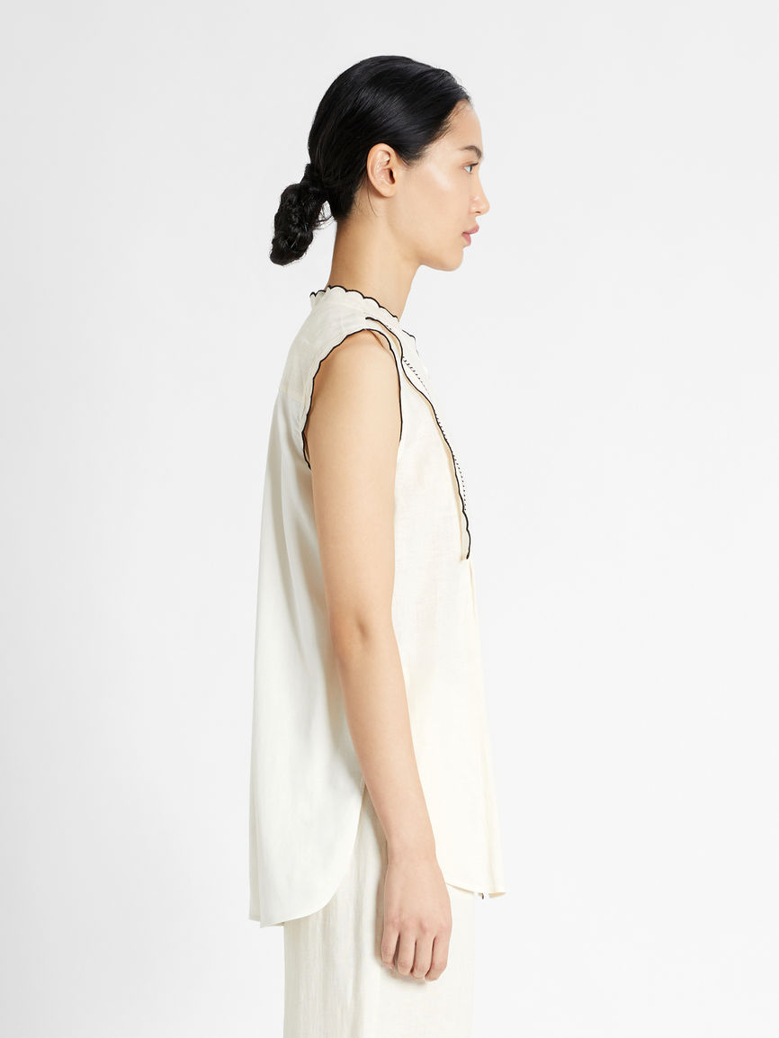 Womens Max Mara Tops And T-Shirts | Linen And Jersey Top Ivory