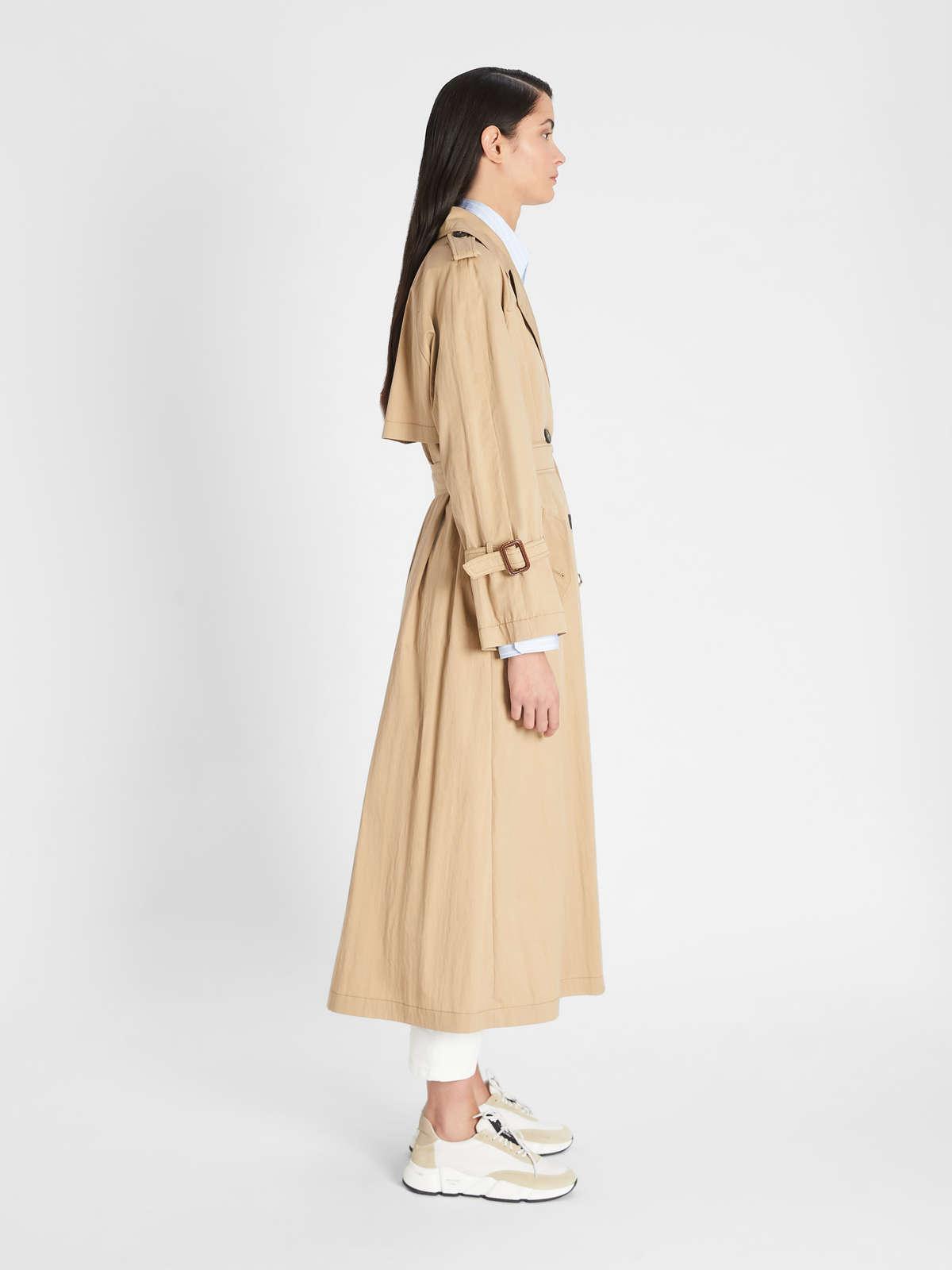 Womens Max Mara Trench | Water-Repellent Cotton Twill Trench Coat Earth