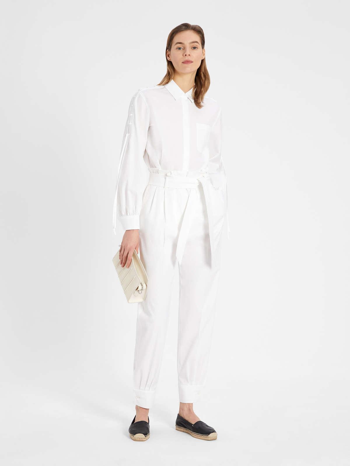 Womens Max Mara Trousers And Jeans | Cotton Twill Trousers Optical White