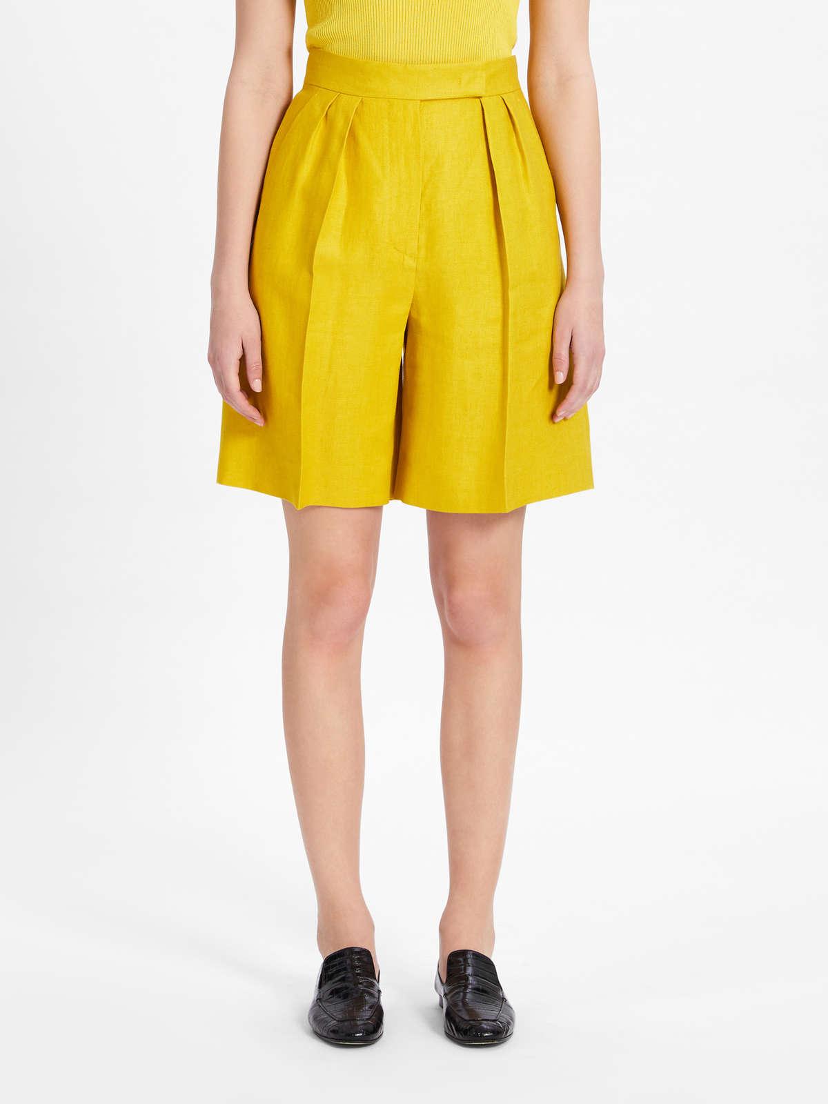 Womens Max Mara Trousers And Jeans | Linen Gabardine Shorts Yellow