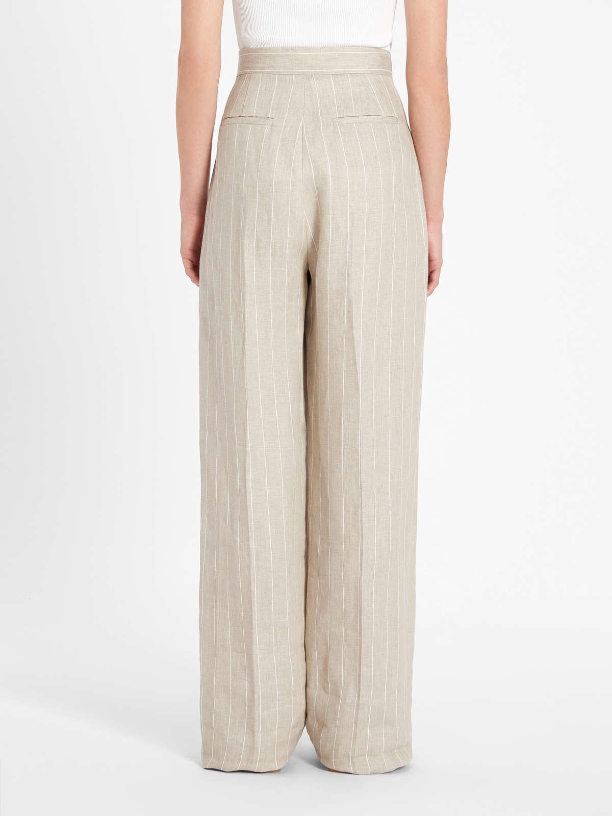 Womens Max Mara Trousers And Jeans | Pinstripe Linen Twill Trousers Sand