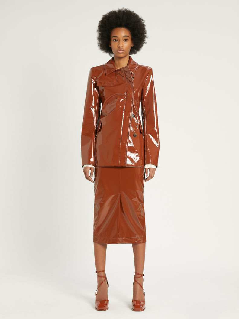 Womens Max Mara Trench | Patent Leather Trench Coat Tobacco