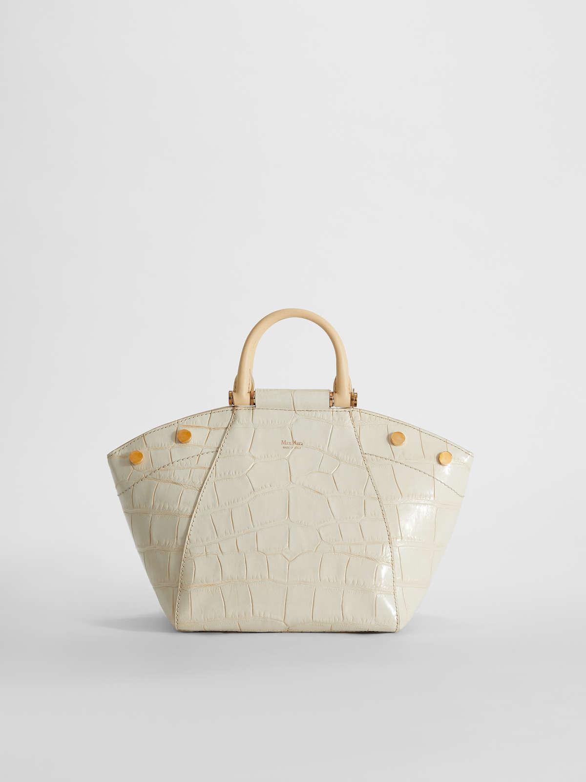 Womens Max Mara Handbags | Crocodile-Print Leather Bag White