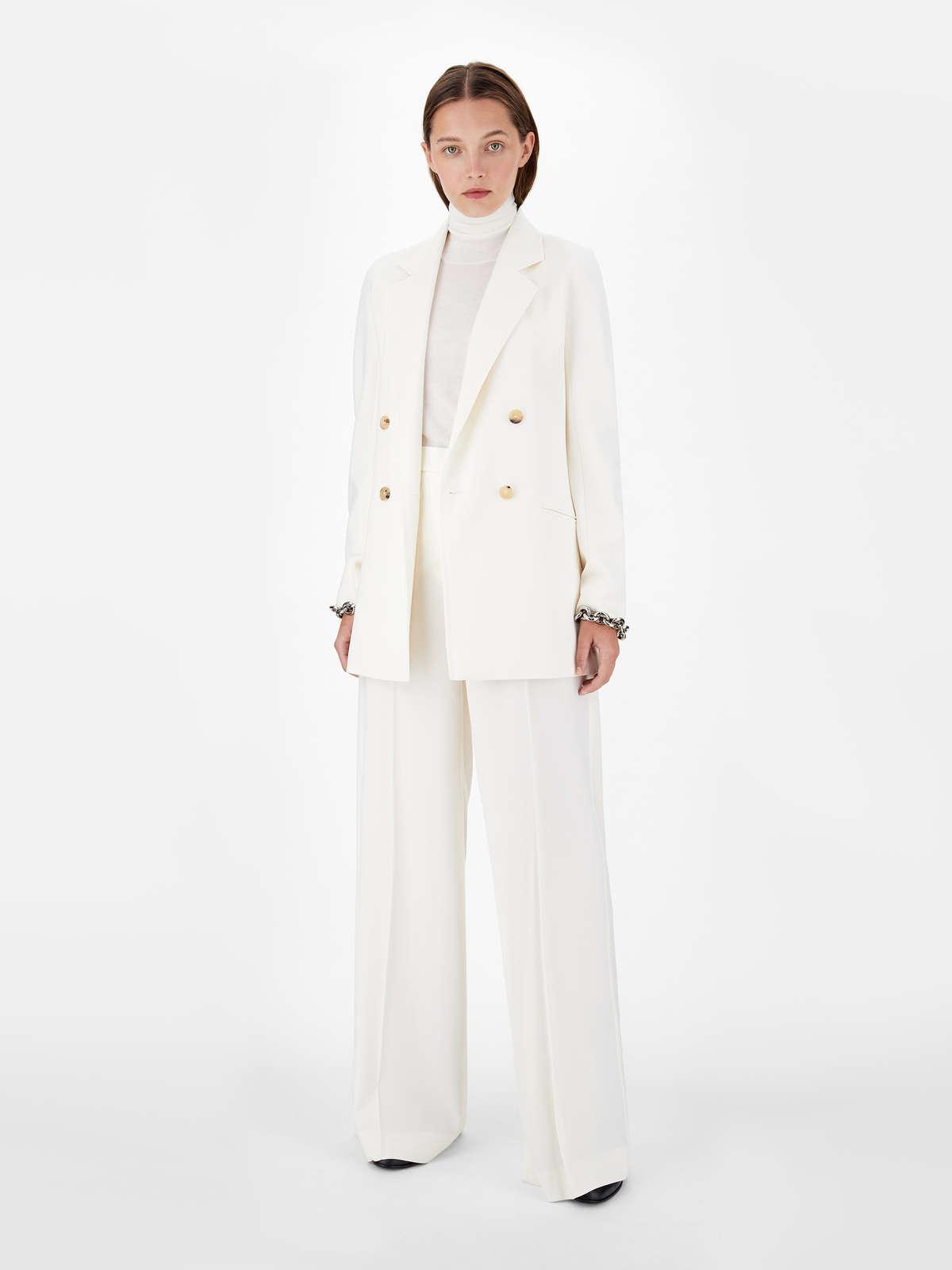Womens Max Mara Jackets And Blazers | Double-Breasted Blazer In Stretch Wool Crêpe White