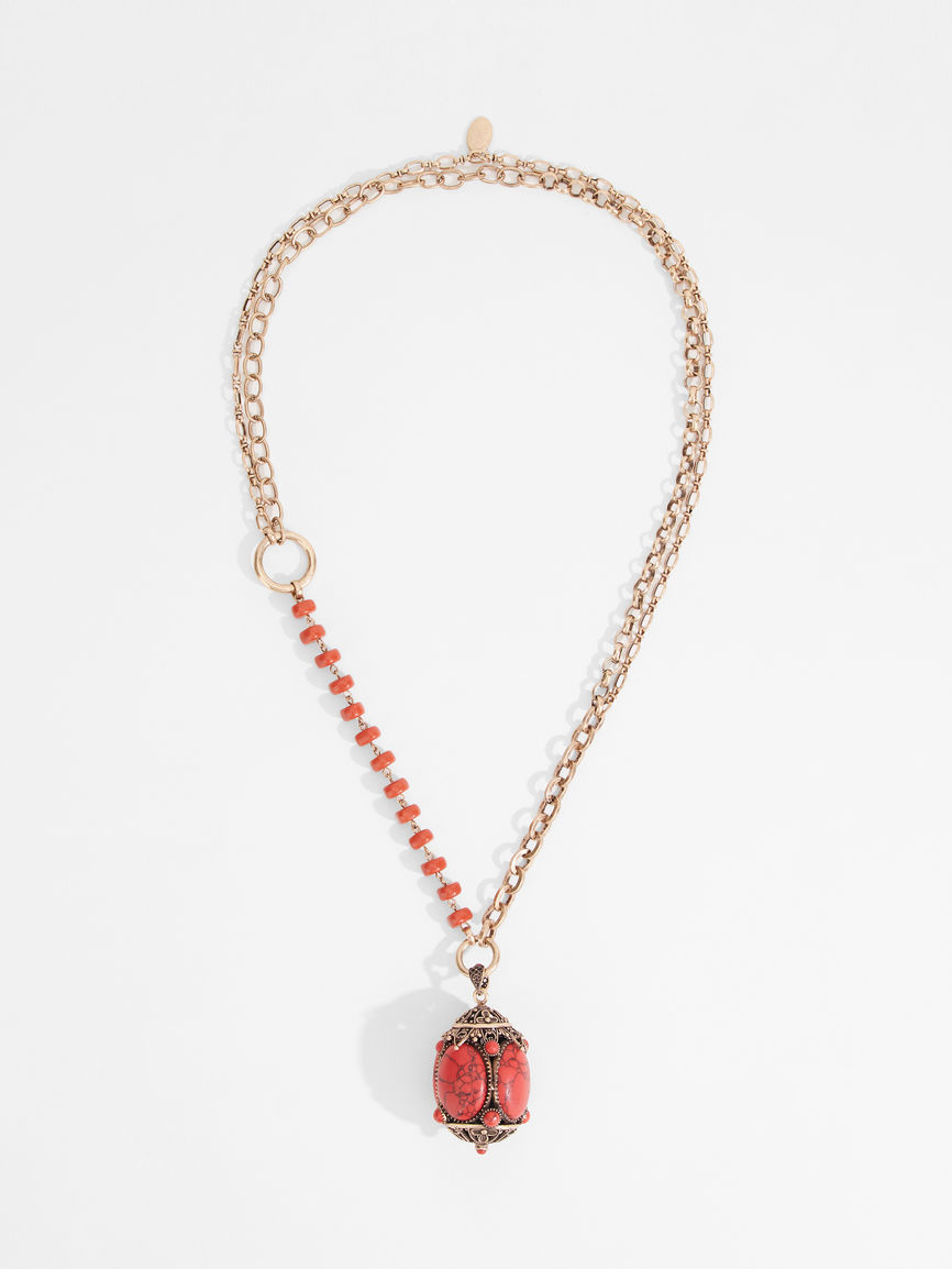 Womens Max Mara Jewelry | Chain Necklace With Large Pendant Coral